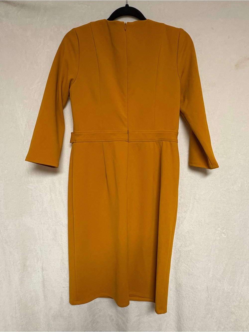 London Times Mustard Long-Sleeve Sheath Dress with Belt Detail - Picture 2 of 4